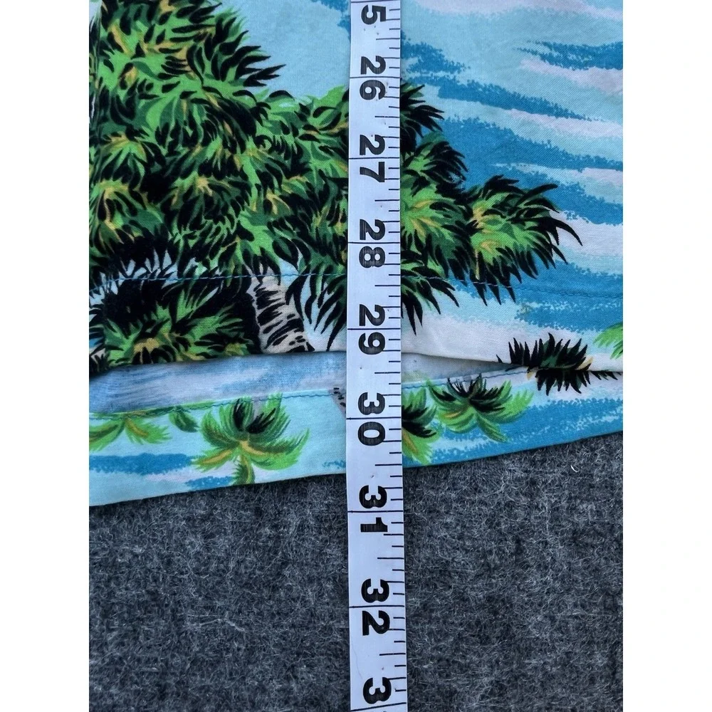 VTG Mens XL Hawaiian M. E. Sport Tropical Button Front Shirt Birds Skyline Rayon